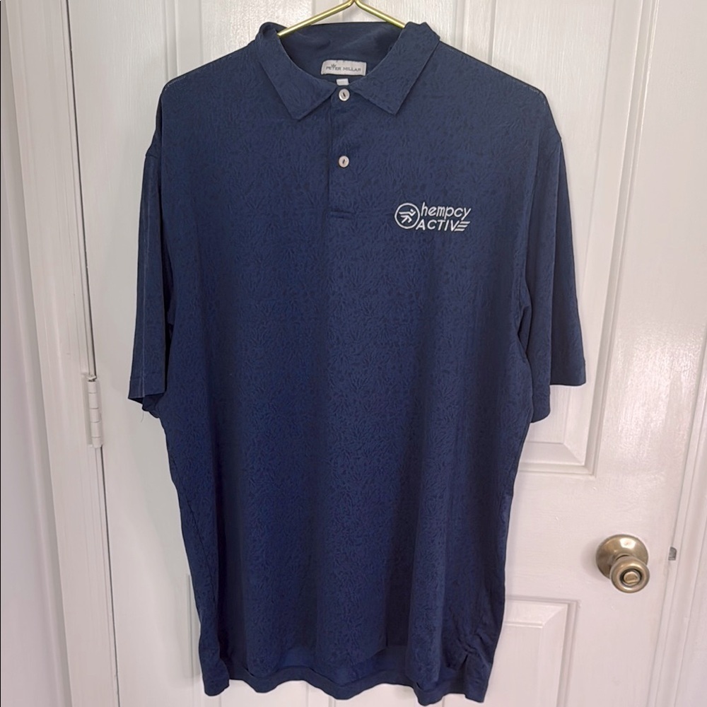 Peter Millar Navy Blue Polo Shirt, Classic Collar,Short Sleeves Hempsy Active